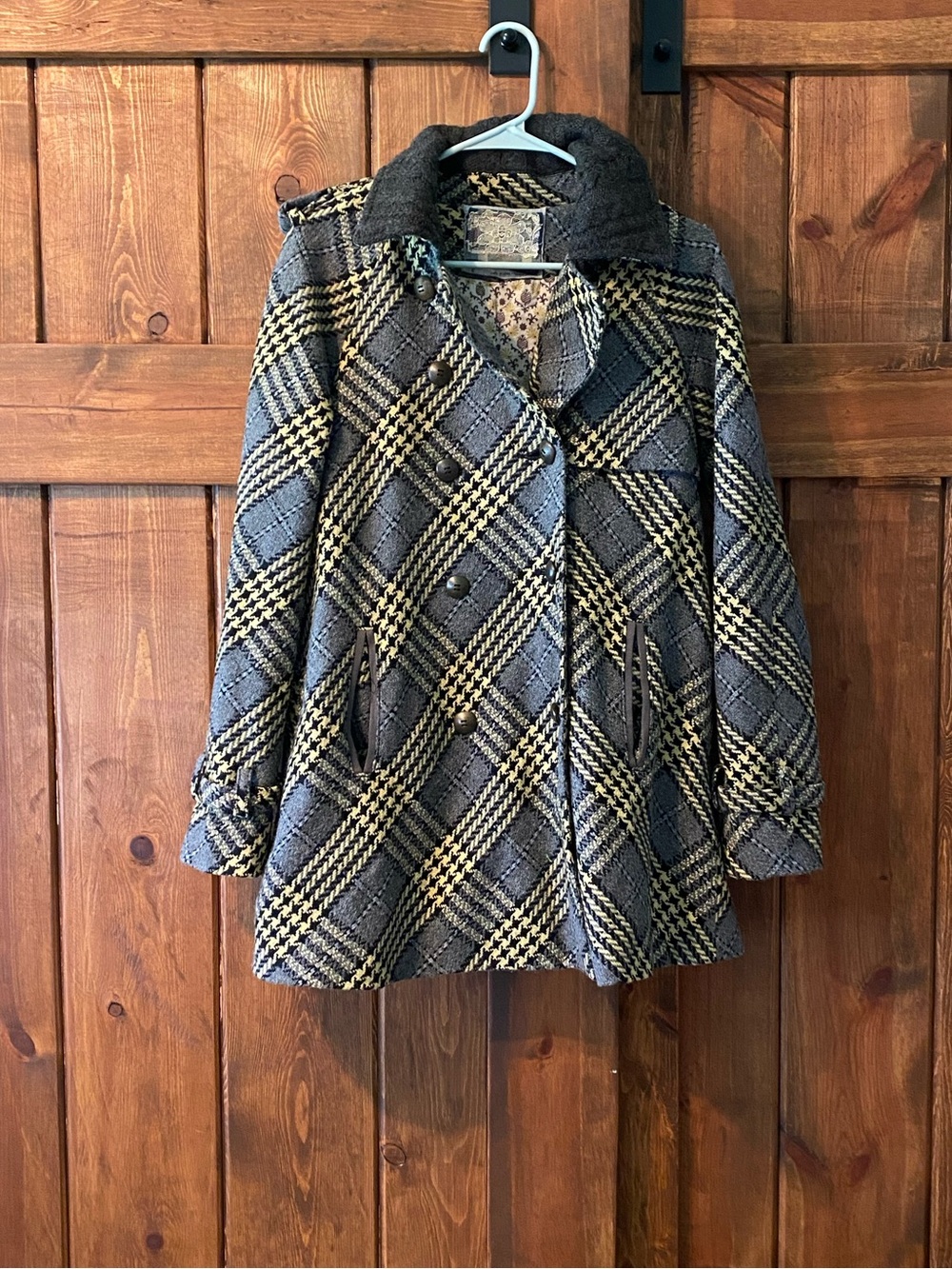 Free People Plaid Wool-Blend Swing Coat